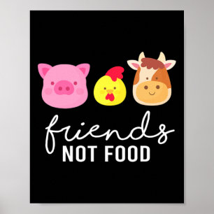 Affiche Amis Cochon Poulet Vache Pas Nourriture Bio Légume