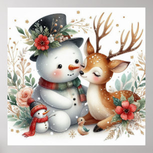 Affiche Amis De Snowman Et De Reindeder