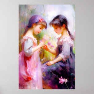 Affiche Amis et fleurs 