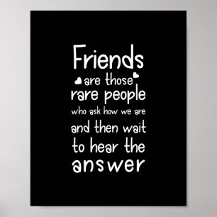 Affiche Amis personnes rares Amitié Citation Noir