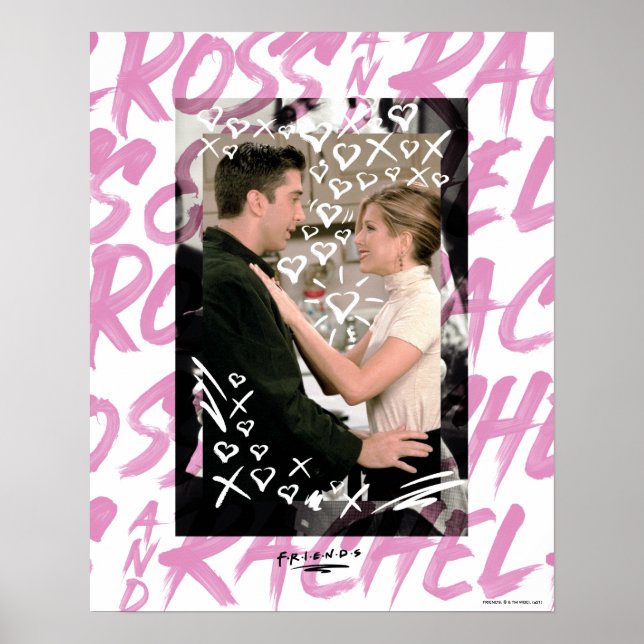 Affiche AMIS™ | Ross Et Rachel Doodled Hearts (Devant)