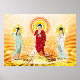 Affiche Amitabha Bouddha et Bodhisattva