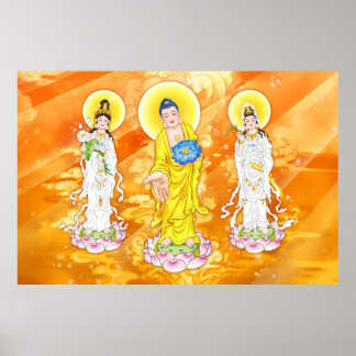 Affiche Amitabha Bouddha et Bodhisattva