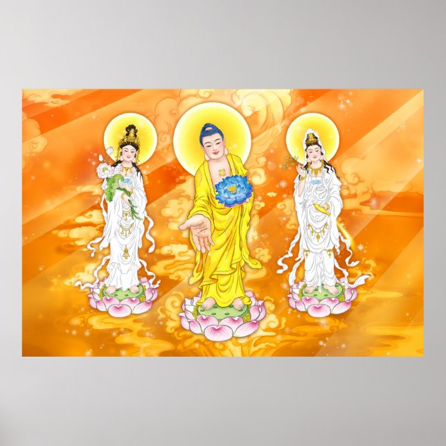 Affiche Amitabha Bouddha et Bodhisattva (Devant)