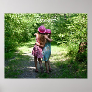 Affiche Amitié des soeurs dans le pays rustique du printem
