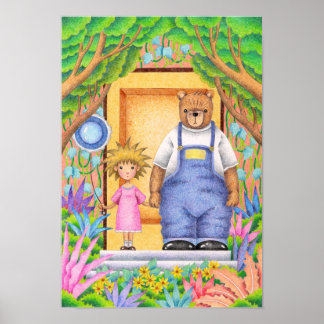 Affiche Amitié entre un ours et une fille.