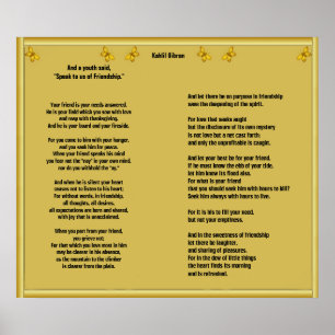 Affiche Amitié par Kahlil Gibran