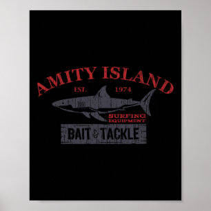 Affiche Amity Island Byit And Tackle Pêche Rétro 