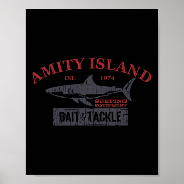 Affiche Amity Island Byit And Tackle Pêche Rétro  (Devant)