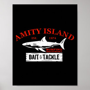 Affiche Amity Island It Et S'Attaquer Retro Fishing 1