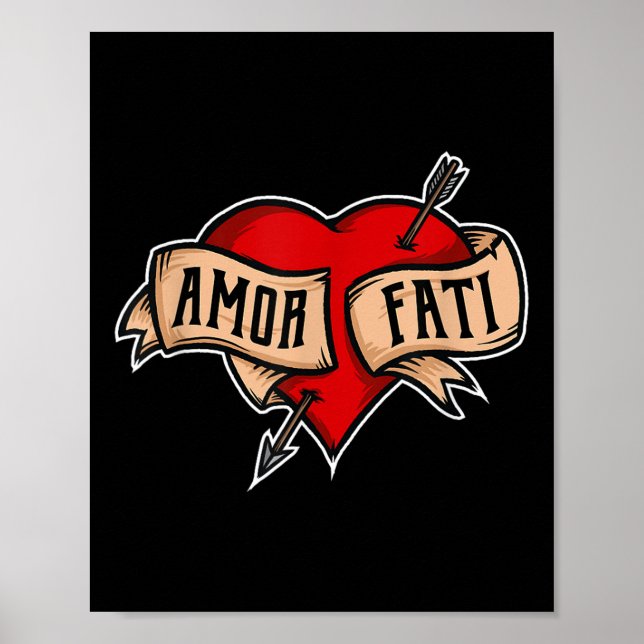 Affiche Amor Fati - Clic Nietzsche Tattoo Heart Design (Devant)