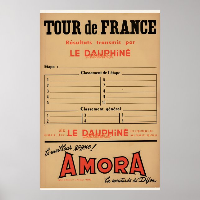 Affiche Amora Tour de France - Dauphine Libre Original (Devant)