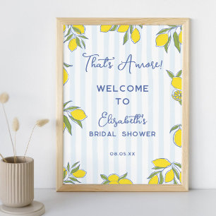 Affiche Amore Lemons Dessinés à la Main Rayures Bleues Bab