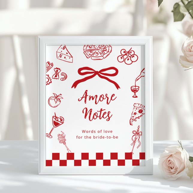 Affiche Amore notes Thats Amore Red Advice bridal shower (Créateur téléchargé)