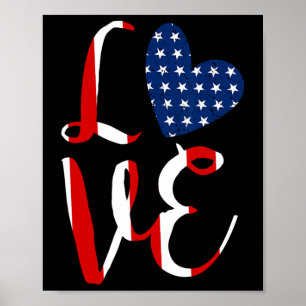 Affiche Amour 4 juillet Fête de l'Indépendance Rouge Blanc
