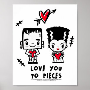Affiche Amour à vous à Morceaux Couple de Monstres Gothiqu
