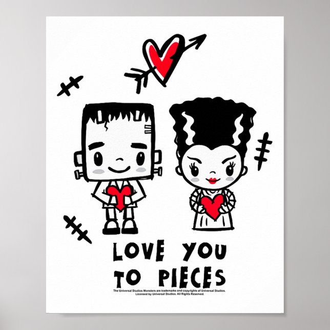 Affiche Amour à vous à Morceaux Couple de Monstres Gothiqu (Devant)