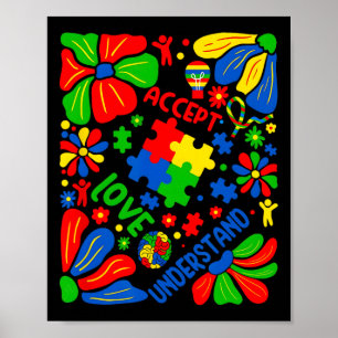 Affiche Amour Accepter Comprendre Autisme Boho Fleur