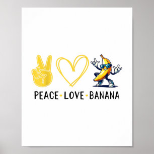 Affiche Amour amusant Banana mignonne Banana Paix Amour Ba