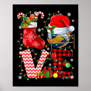 Affiche Amour amusant Volleyball Bal Santa Hat Christmas L