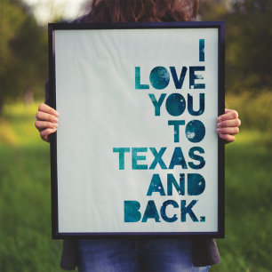 Affiche Amour aquarelle de Texas et retour