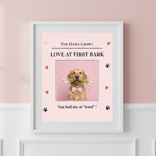 Affiche Amour au premier aboiement Chien personnalisé