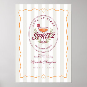 Affiche Amour au premier Spritz Accueil de mariage preppy