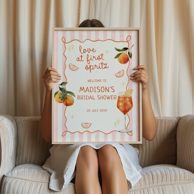 Affiche Amour au premier Spritz Oranges Rayures Bienvenue (Créateur téléchargé)