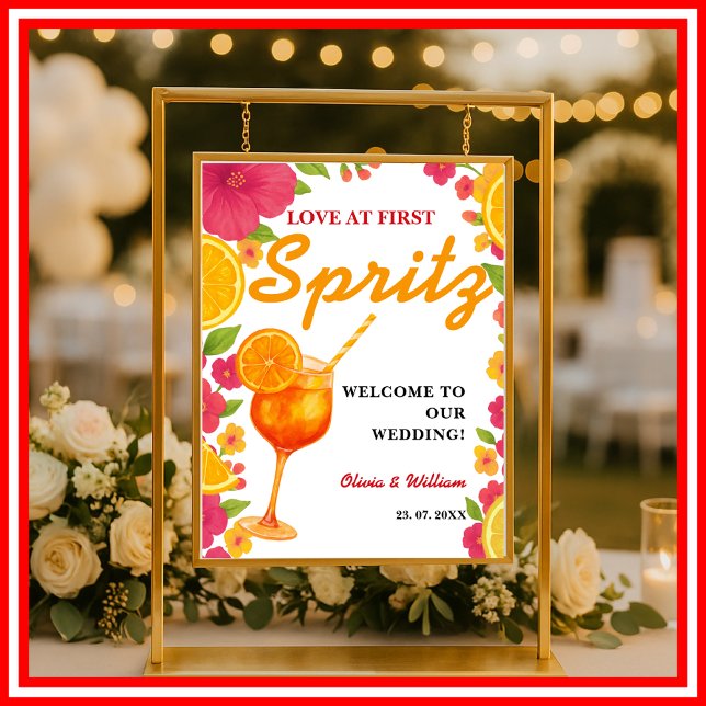 Affiche Amour au Premier Spritz | Panneau de Mariage Orang (Créateur téléchargé)