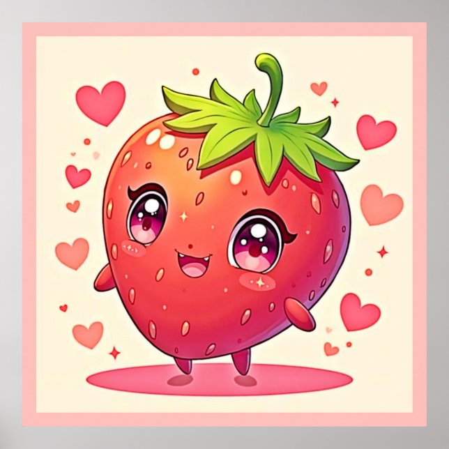 Affiche Amour aux fraises adorable (Devant)