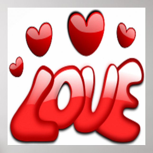 AFFICHE AMOUR AVEC LES COEURS ROUGES (Devant)