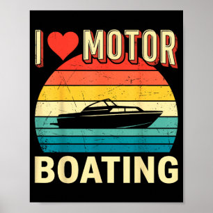 Affiche Amour bateau à moteur capitaine bateau ponton lac