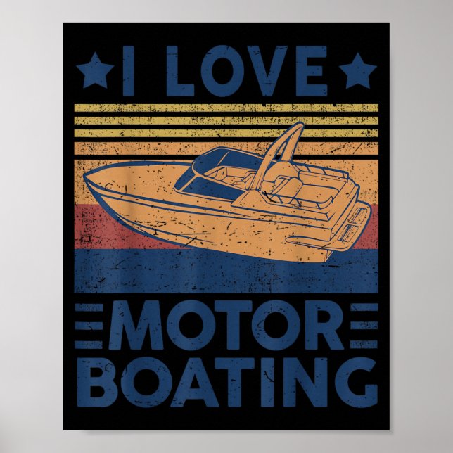 Affiche Amour Bateau à Moteur Motorboating Drôle Capitaine (Devant)