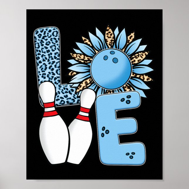 Affiche Amour Bowling Léopard Tournesol Pour La Saint-Vale (Devant)