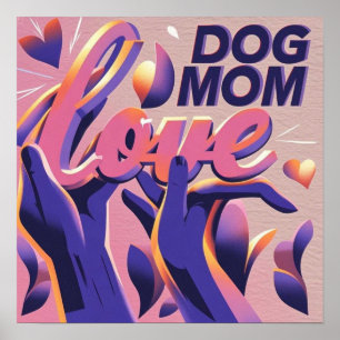 Affiche Amour Chien maman rose pourpre