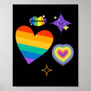 Affiche Amour coeur- arc-en-ciel. LGBTQ-Pride