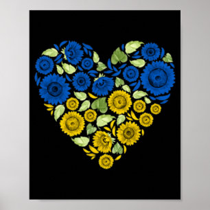 Affiche Amour Coeur Ukraine tournesol Ukraine Paix pour vo