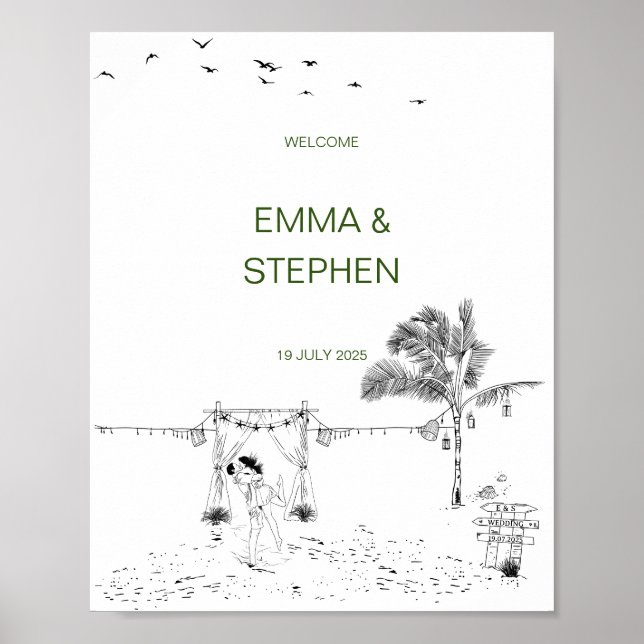 Affiche Amour côtier Plage de sable Plage de sable minimal (Devant)