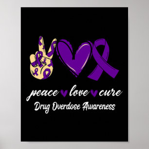 Affiche Amour Cure Drogue Surdose Purple Ribbon Sensibilis