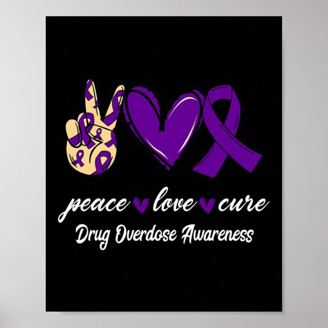 Affiche Amour Cure Drogue Surdose Purple Ribbon Sensibilis (Devant)