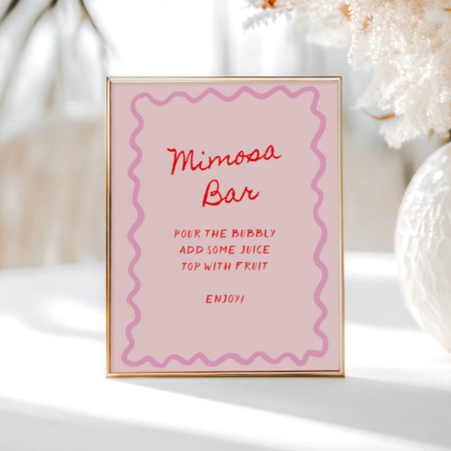 Affiche Amour dans Bloom Red Pink Mimosa Bar (Créateur téléchargé)