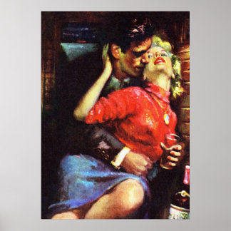Affiche Amour Dans Le Train Cabine Pâte Vintage Art