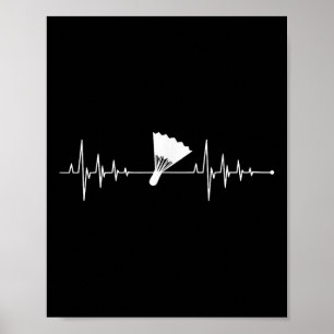 Affiche Amour de badminton Battement de cœur de badminton