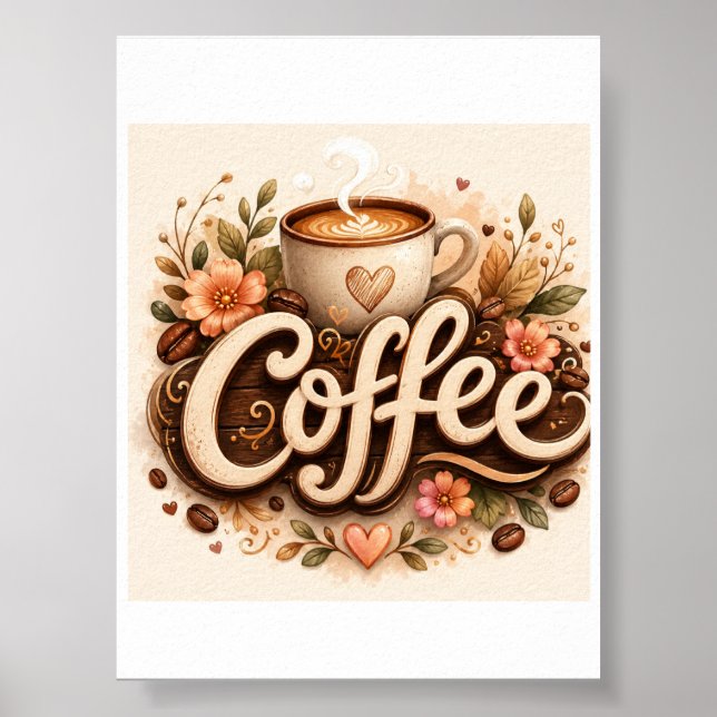 Affiche Amour de café floral (Devant)