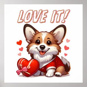 Affiche Amour de Corgi Mignon