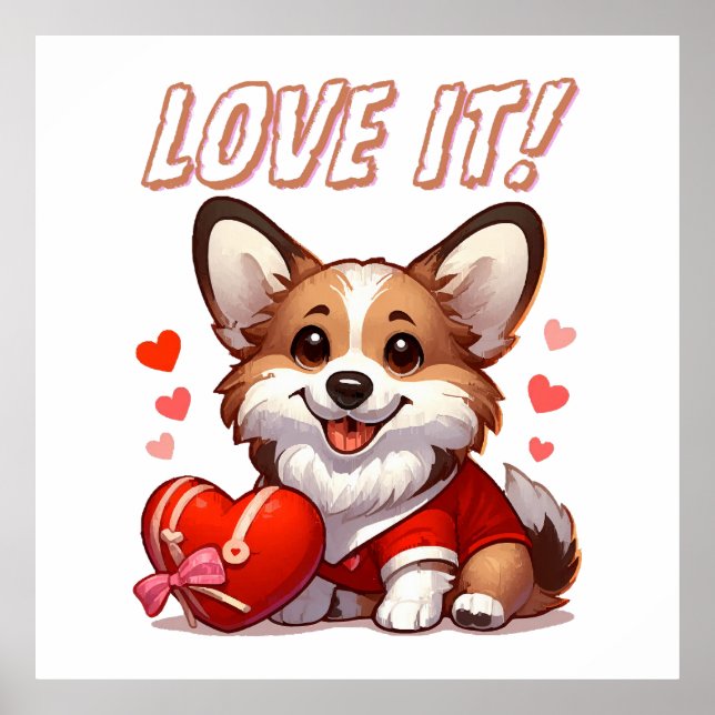 Affiche Amour de Corgi Mignon (Devant)