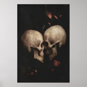 Affiche Amour de crâne gothique imprimable squelette roman