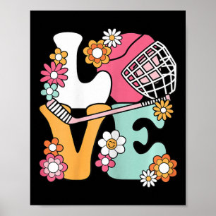 Affiche Amour de hockey groovy amateur de hockey sur glace