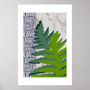 Affiche Amour de la nature Feuilles de fougère stylisées b