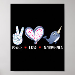 Affiche Amour de la paix narval pour filles garçons enfant
